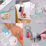 200Pcs Acrylic Keychain Blanks with Rings Clear Key Chains Round Discs