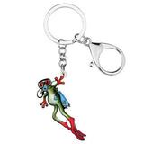 Cartoon Diver Frog Keychain Acrylic Charm Jewelry for Women Girls