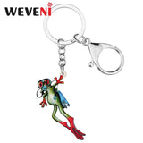 Cartoon Diver Frog Keychain Acrylic Charm Jewelry for Women Girls