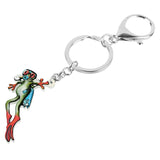 Cartoon Diver Frog Keychain Acrylic Charm Jewelry for Women Girls