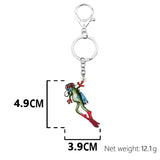 Cartoon Diver Frog Keychain Acrylic Charm Jewelry for Women Girls