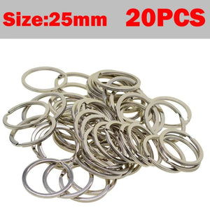 20-100Pcs Stainless Steel Key Ring Rhodium Plated Split Keychain DIY