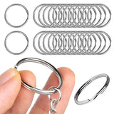 20-100Pcs Stainless Steel Key Ring Rhodium Plated Split Keychain DIY