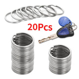 20-100Pcs Stainless Steel Key Ring Rhodium Plated Split Keychain DIY