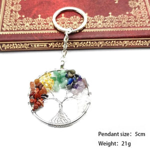 Chakra Stone Tree of Life Keychain Car Phone Pendant