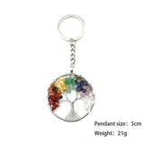 Chakra Stone Tree of Life Keychain Car Phone Pendant