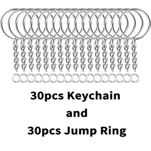 60PCS Silver Keyring Split Key Ring w/ Chain Carabiner Accessories