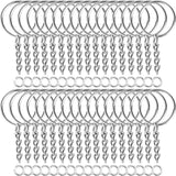 60PCS Silver Keyring Split Key Ring w/ Chain Carabiner Accessories