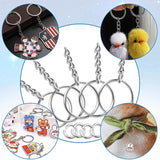 60PCS Silver Keyring Split Key Ring w/ Chain Carabiner Accessories