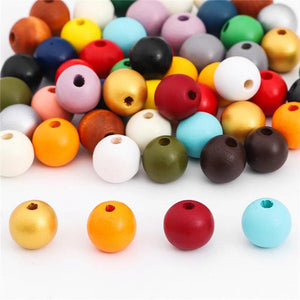 40Pcs 16mm Natural Wood Beads for Jewelry Making DIY Necklace Bracelet