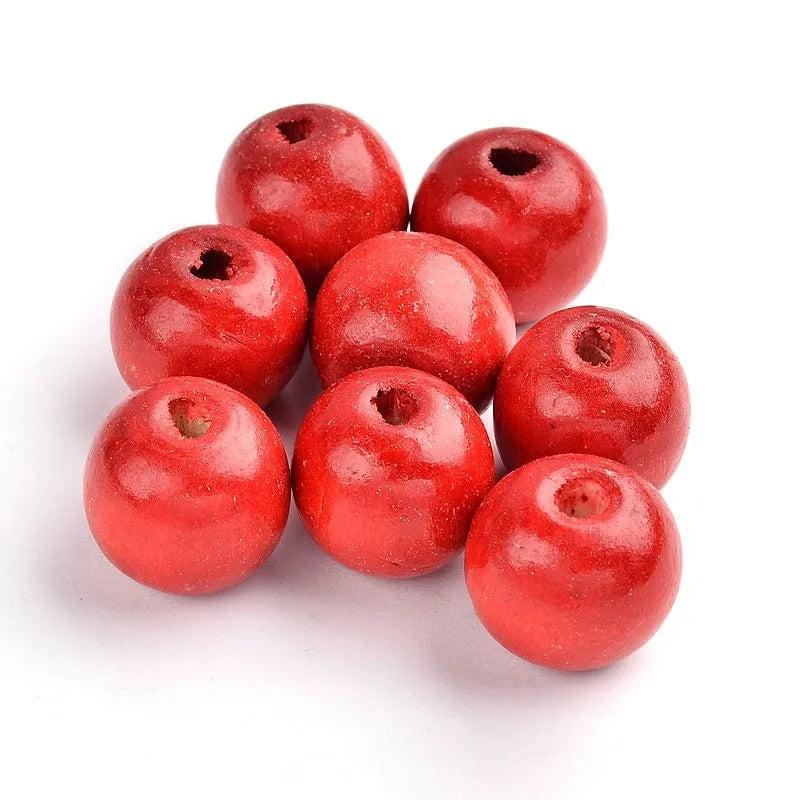 20Pcs Natural Wood Beads Bulk 20mm Colored Round Loose Spacer Wooden Beads