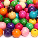 20Pcs Natural Wood Beads Bulk 20mm Colored Round Loose Spacer Wooden Beads