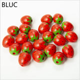 10Pcs Strawberry Red Wooden Beads DIY Party Decor Children's Toys