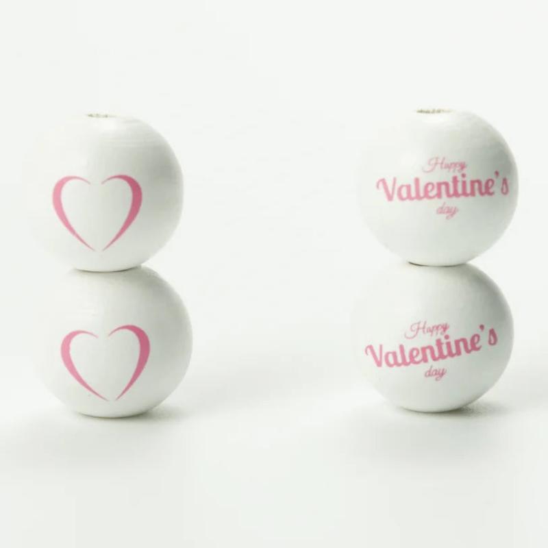 16MM Valentine Wooden Beads DIY Party Decoration Toys