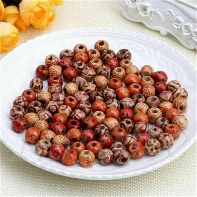 100pcs Mixed Wooden Beads Charms for Macrame BOHO Crafts