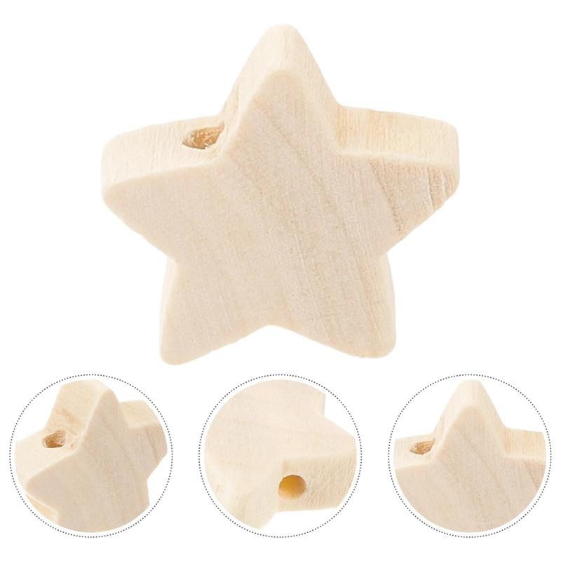 Wooden Bead Star Shaped Beads for Crafts DIY Jewelry Making