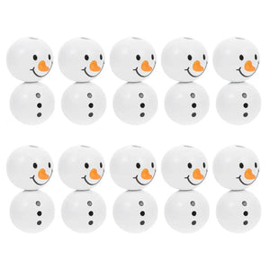 20pcs Cartoon Snowman Wooden Beads for Crafts DIY