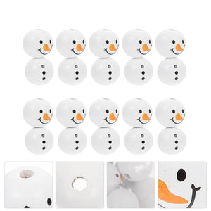 20pcs Cartoon Snowman Wooden Beads for Crafts DIY