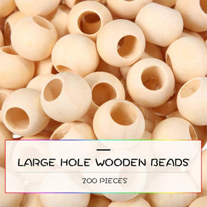 200 Natural Wood Beads 20mm Large Hole Wood Pattern