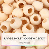 200 Natural Wood Beads 20mm Large Hole Wood Pattern