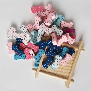 50Pcs Colorful Bow-Knot Wooden Beads - Kids Crafts Decorations