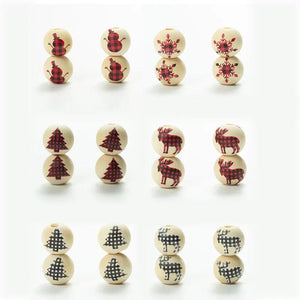 20pcs 16mm Christmas Tree Elk Beads DIY Decoration Jewelry Accessories