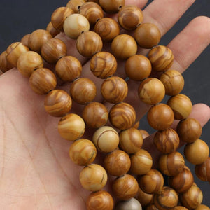 Yellow Wood Grain Round Spacer Beads for DIY Bracelet