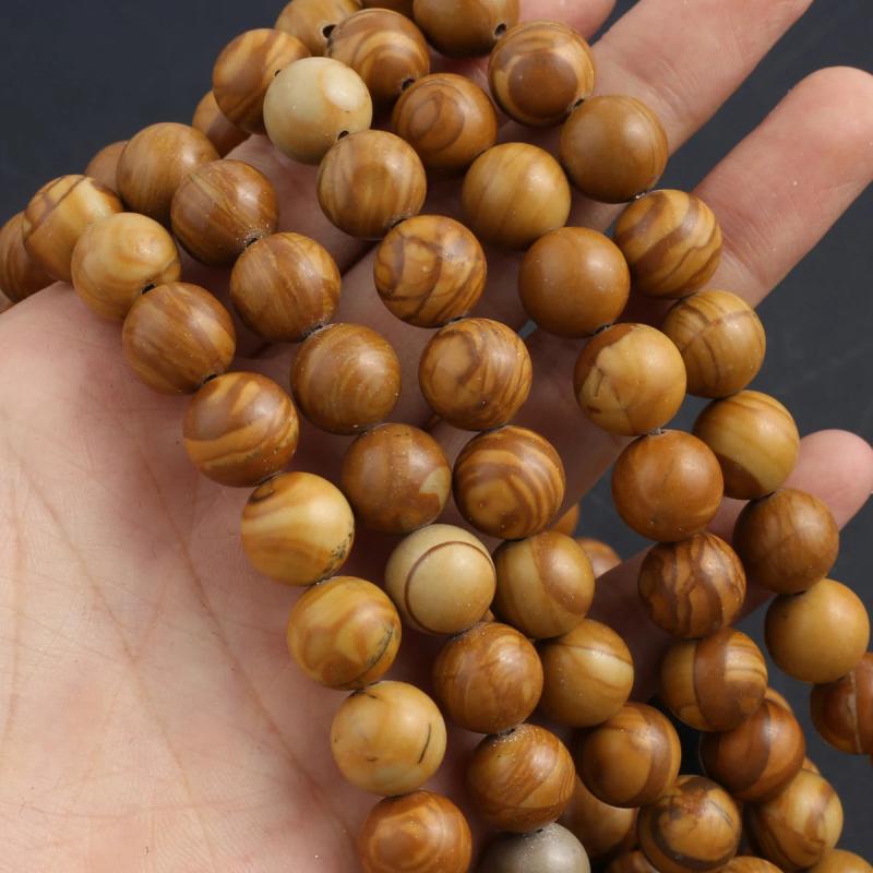 Yellow Wood Grain Round Spacer Beads for DIY Bracelet