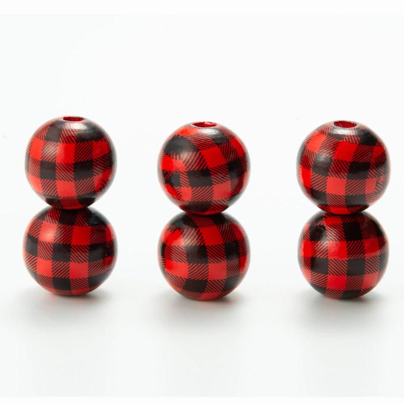10pcs Wooden Beads Lattice Pattern Natural Round 14 18 20mm DIY Jewelry
