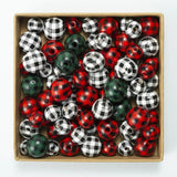 10pcs Wooden Beads Lattice Pattern Natural Round 14 18 20mm DIY Jewelry