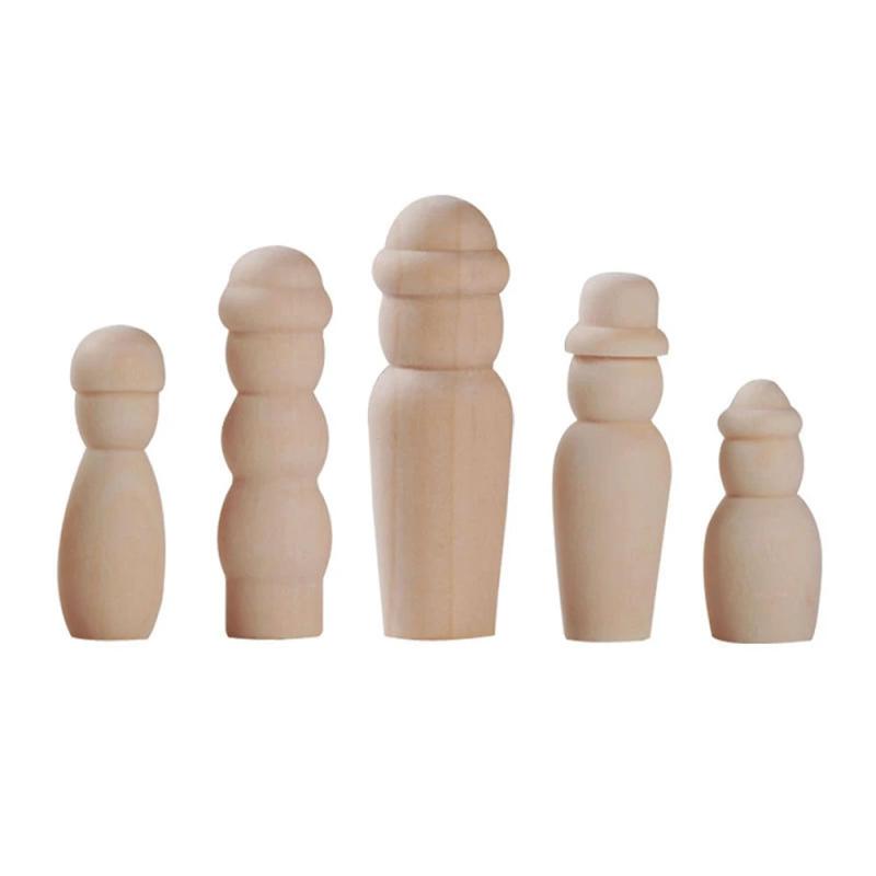 5Pcs DIY Wooden Family Dolls Kids Toys