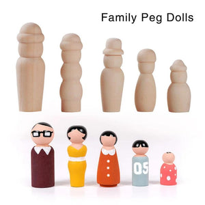 5Pcs DIY Wooden Family Dolls Kids Toys