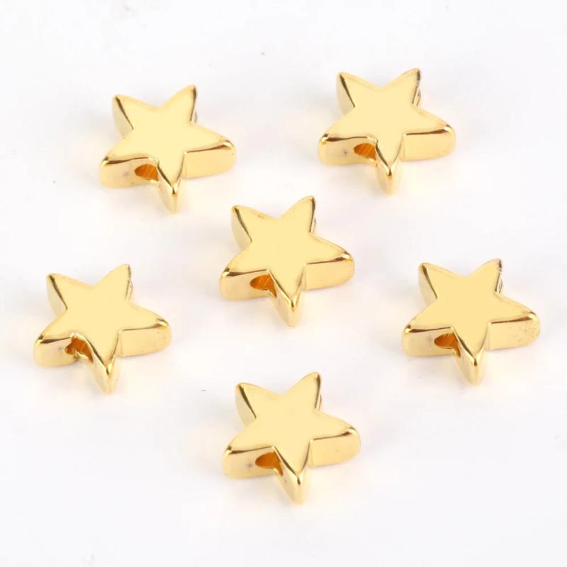 30pcs 18K Star Copper Metal Beads Spacer Beads Diy Bracelets Necklaces