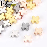 30pcs Metal Copper Spacer Beads for DIY Bracelet, 6/8mm Cross Shape Charms