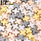 30pcs Metal Copper Spacer Beads for DIY Bracelet, 6/8mm Cross Shape Charms