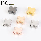 30pcs Metal Copper Spacer Beads for DIY Bracelet, 6/8mm Cross Shape Charms