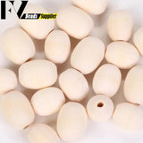 Natural Wood Beads Oval Spacer Wooden Charms Beads For Jewelry Making DIY Crafts