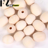 Natural Wood Beads Oval Spacer Wooden Charms Beads For Jewelry Making DIY Crafts