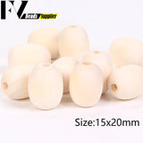 Natural Wood Beads Oval Spacer Wooden Charms Beads For Jewelry Making DIY Crafts