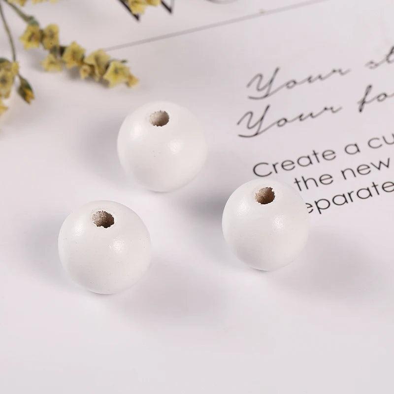 50Pcs Colored Wooden Round Beads 16mm DIY Crafts Jewelry Toys Accessories