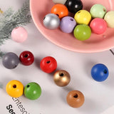 50Pcs Colored Wooden Round Beads 16mm DIY Crafts Jewelry Toys Accessories