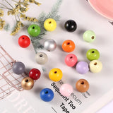 50Pcs Colored Wooden Round Beads 16mm DIY Crafts Jewelry Toys Accessories