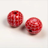 20Pcs 20mm Cobweb Wooden Round Beads Crafts Baby Kid Toys Bracelet Accessories