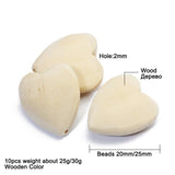 10pcs Natural Wood Heart Beads 20mm 25mm Pendant Necklace Bracelet DIY Jewelry