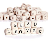 100pcs Natural Wooden 10mm Mix Square Letter A~Z Beads DIY