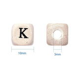 100pcs Natural Wooden 10mm Mix Square Letter A~Z Beads DIY