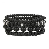 Frosted Wood & Hematite Bead Bracelet Set