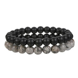 Frosted Wood & Hematite Bead Bracelet Set