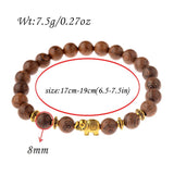 3PCS Natural Wood Beads Bracelet Men Classic Elastic Buddhist Pra