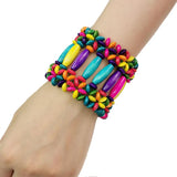 Women's Bohemian Wood Bead Bracelet Cuff Bangle Multicolor Jewelry